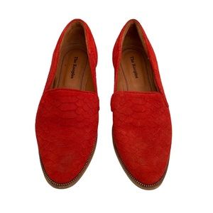 The Kooples Red Embossed Suede Loafers